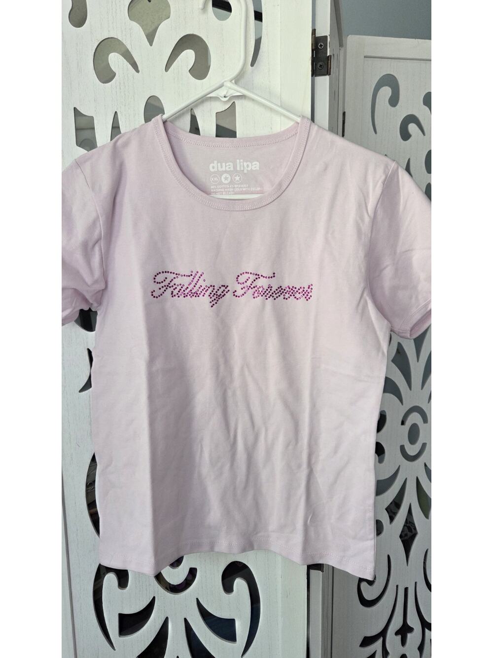 Dua Lipa Radical Optimism Falling Forever Pink Rhinestone Baby Tee XXL 2XL NWOT